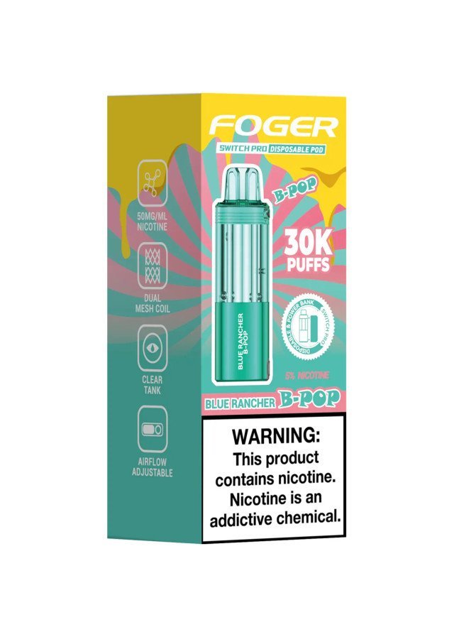 Blue Rancher B Pop Foger Switch Pro 30K Puffs Disposable Pods (Only Pod) 1 Blue Rancher B Pop Foger Switch Pro 30K Puffs Disposable Pods (Only Pod)