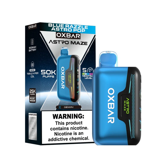Blue Razzle Oxbar Astro Maze 50K- Disposable Vape 1 Blue Razzle Oxbar Astro Maze 50K- Disposable Vape