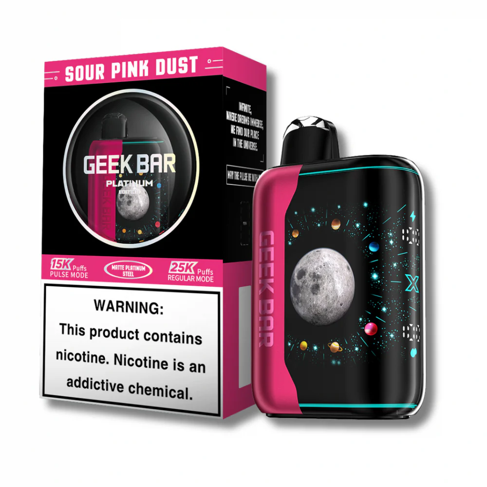 Sour Pink Dust Geek Bar Pulse X 25k Puffs Disposable Vape - 18mL (Platinum) 1 Sour Pink Dust Geek Bar Pulse X