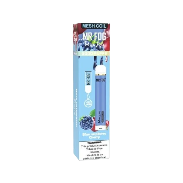 Blue Raspberry Cherry Mr Fog Max Pro 2000 Puffs Disposable Vape 1 Blue Raspberry Cherry Mr Fog Max Pro