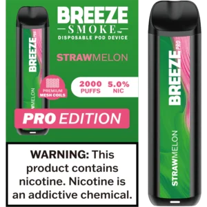 StrawMelon - Breeze Pro 2000 Puffs - 5% NIC - Disposable Vape