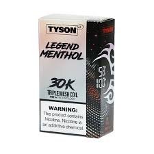 Menthol Silver Tyson 2.0 Legend 30K Disposable Vape - 5% Nic