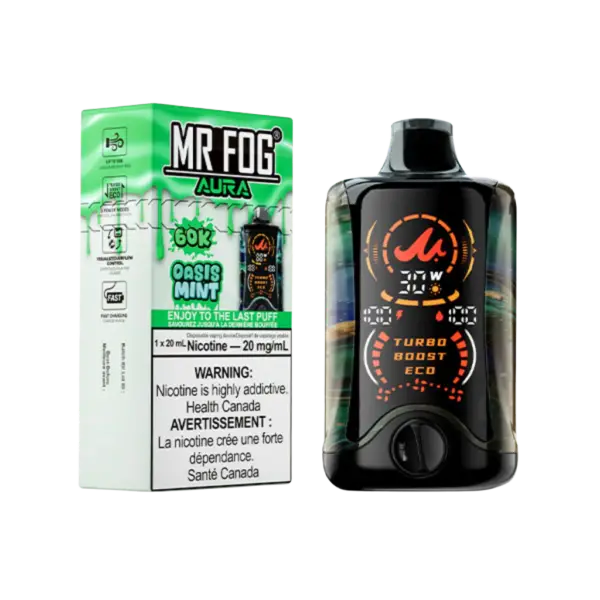 Oasis Mint Mr Fog Aura 60k Puffs Disposable Vape 1 Oasis Mint Mr Fog Aura 60k Puffs Disposable Vape