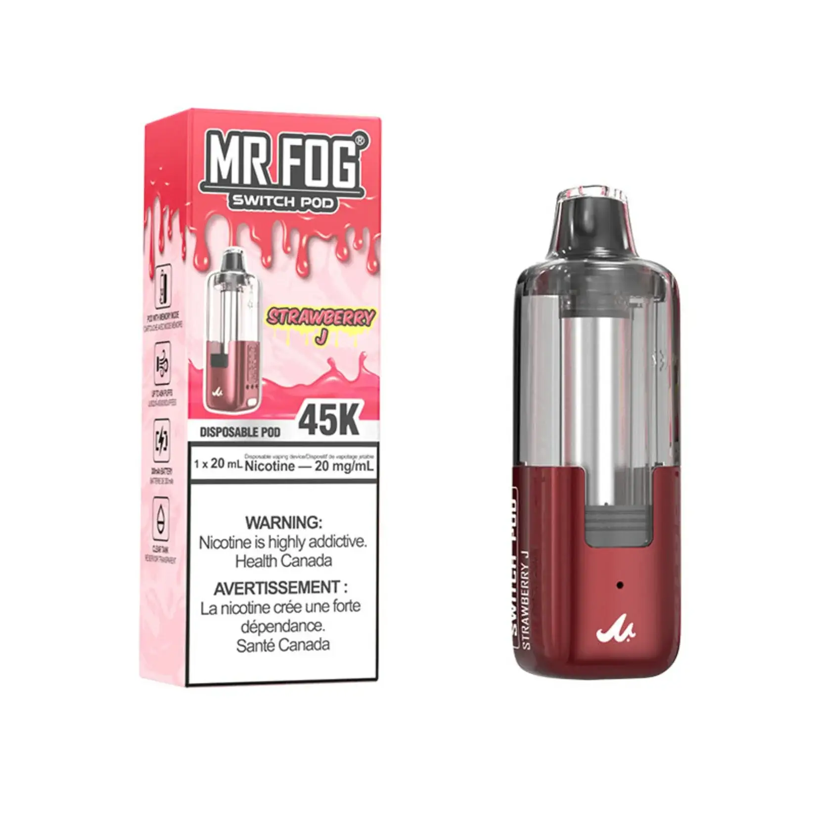 Strawberry J Mr Fog Switch 45000 Puffs Disposable Vape - Pods Only 1 Strawberry J Mr Fog Switch 45000 Puffs Disposable Vape - Pods Only