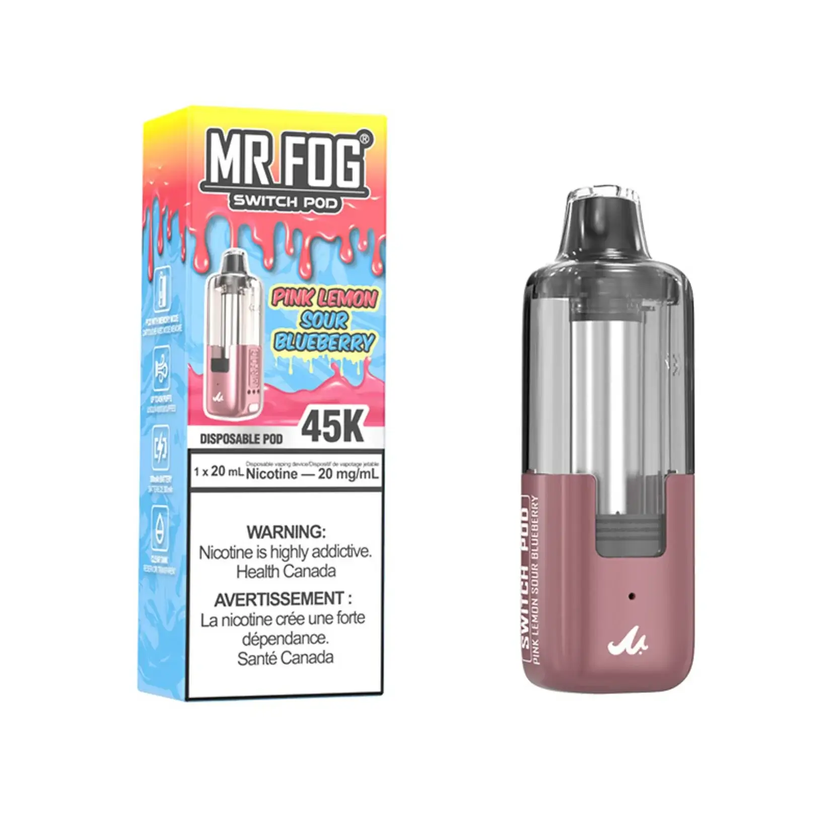 Pink Lemon Sour Blueberry Mr Fog Switch 45000 Puffs Disposable Vape - Pods Only 1 Pink Lemon Sour Blueberry Mr Fog Switch 45000 Puffs Disposable Vape - Pods Only